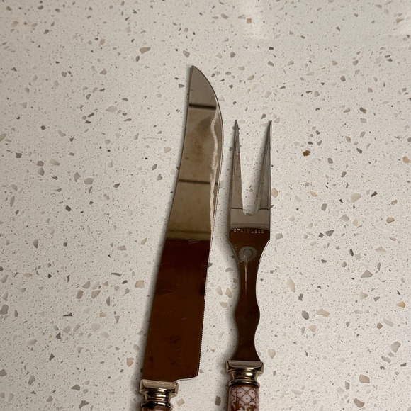 A & E Lewis Carving Knife & Fork Set Florme Stainless Steel Sheffield England - Picture 5 of 6